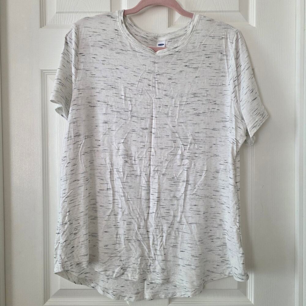 Old Navy Luxe Basic White/Gray Short Sleeve T-Shirt Women's XL
